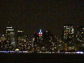 A view from a ferry to the night Manhattan (February 2002)